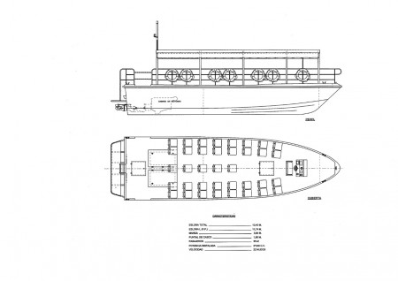 Embarcacion de 13 m. para 35+2 pasajeros